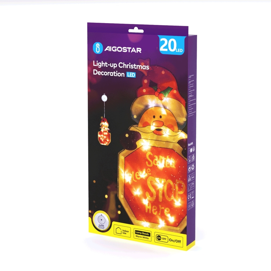 Aigostar - LED-joulukoriste LED/3xAAA Joulupukki kyltillä 45cm