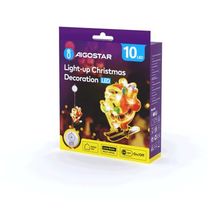 Aigostar - LED-joulukoriste LED/3xAAA Joulupukki suksilla 23cm