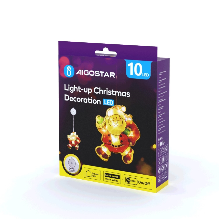 Aigostar - LED-joulukoriste LED/3xAAA Santa 20cm