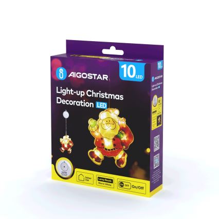 Aigostar - LED-joulukoriste LED/3xAAA Santa 20cm