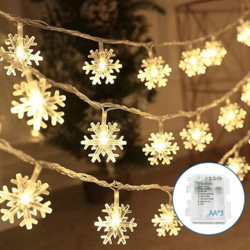 Aigostar - LED Joulukoristevalosarja 20xLED/3xAA 3,3m lumihiutaleet