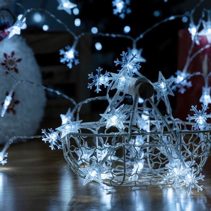 Aigostar - LED-ulkojouluvaloketju 25xLED/8 toimintoa 3xAA 2,5 m IP44 kylmänvalkoinen