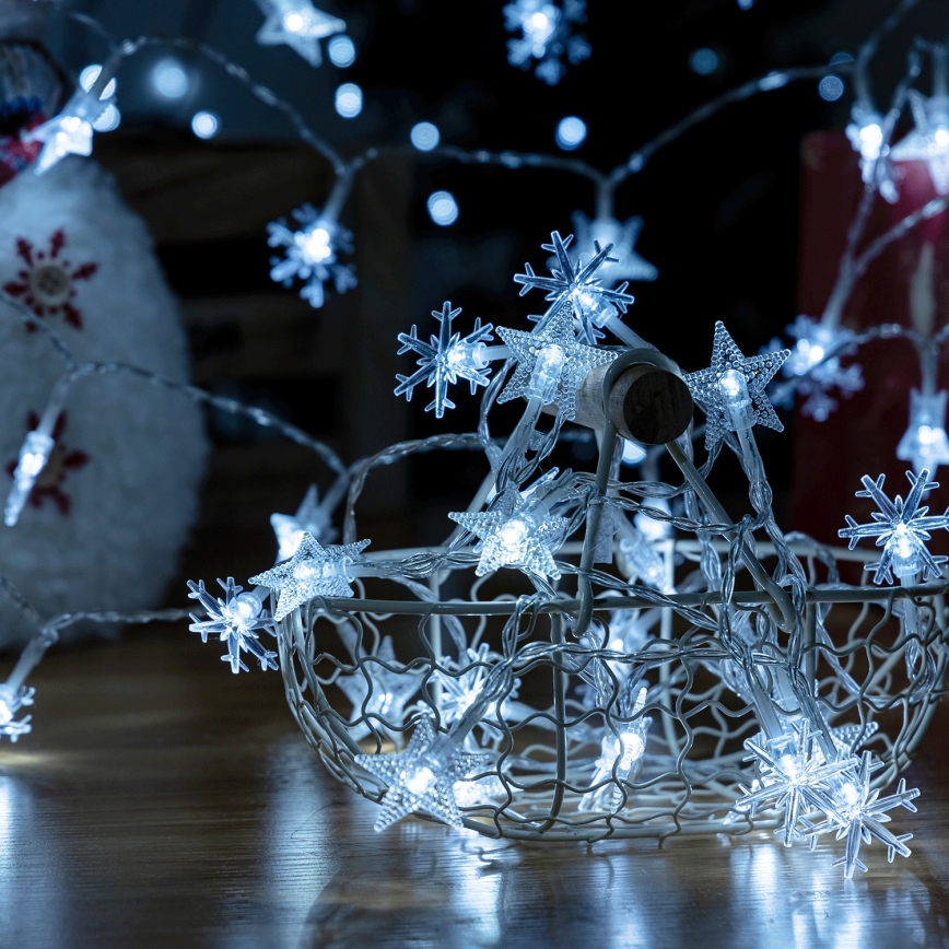 Aigostar - LED-ulkojouluvaloketju 25xLED/8 toimintoa 3xAA 2,5 m IP44 kylmänvalkoinen