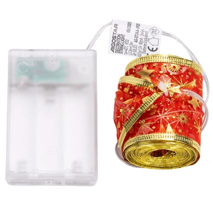 Aigostar - LED-jouluvaloketju 50xLED/3xAA 5 m, lämmin valkoinen, punainen