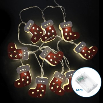 Aigostar - LED-jouluvalosarja 10xLED/3xAA 1,5m lämmin valkoinen joulusukat