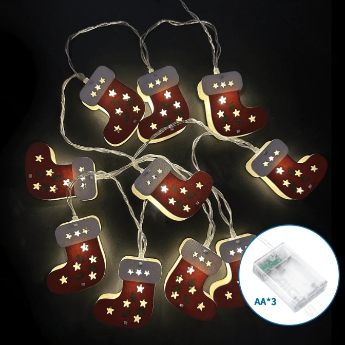 Aigostar - LED-jouluvalosarja 10xLED/3xAA 1,5m lämmin valkoinen joulusukat