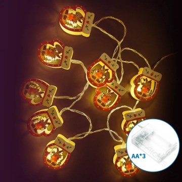 Aigostar - LED jouluvalosarja 20xLED/3xAA 3m lämmin valkoinen lapaset
