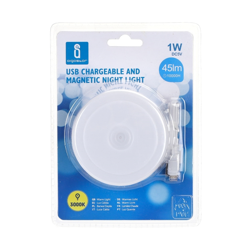 Aigostar - LED Kannettava yövalo LED/1W/5V 3000K + USB