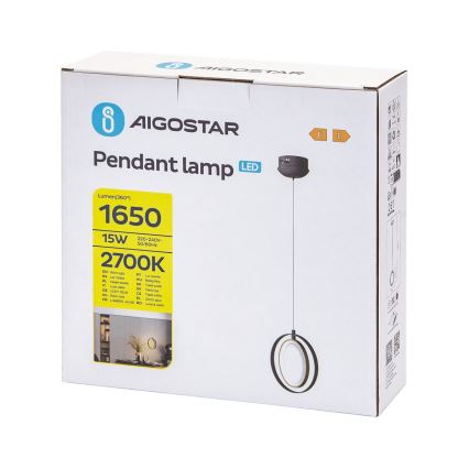 Aigostar - LED-kattokruunu johdossa LED/15W/230V 2700K musta