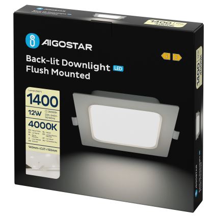 Aigostar - LED-kattovalaisimet LED/12W/230V 4000K 17,5x17,5 cm valkoinen