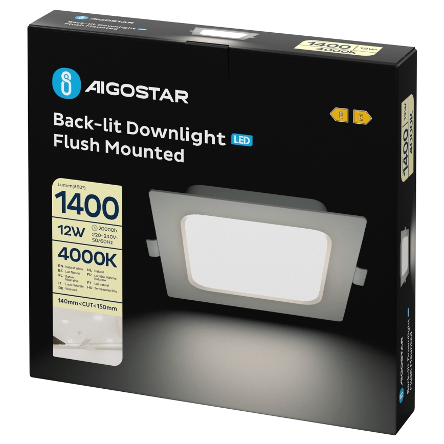 Aigostar - LED-kattovalaisimet LED/12W/230V 4000K 17,5x17,5 cm valkoinen