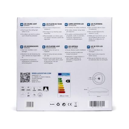 Aigostar - LED-kattovalaisin anturilla LED/24W/230V 3000K