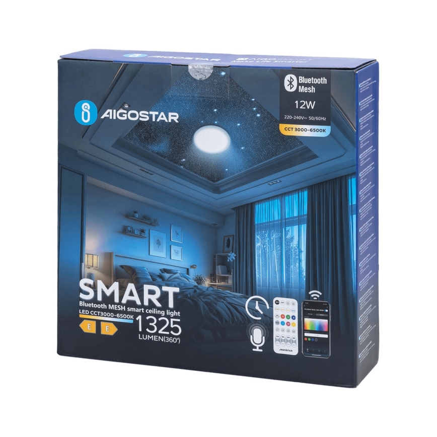 Aigostar - Himmennettävä kylpyhuoneen LED-kattovalaisin MESH Älykäs LED/12W/230V 3000-6500K IP44 + kauko-ohjaus