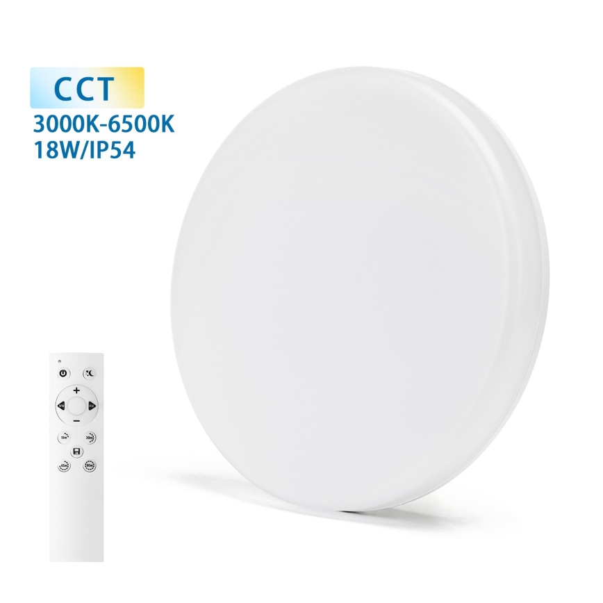 Aigostar - Himmennettävä kylpyhuoneen LED-kattovalaisin LED/18W/230V 3000-6000K IP54 + kauko-ohjaus