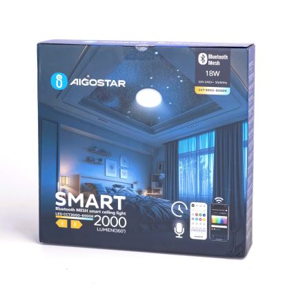 Aigostar - Himmennettävä kylpyhuoneen LED-kattovalaisin MESH Älykäs LED/18W/230V 3000-65000K IP44 + kauko-ohjaus