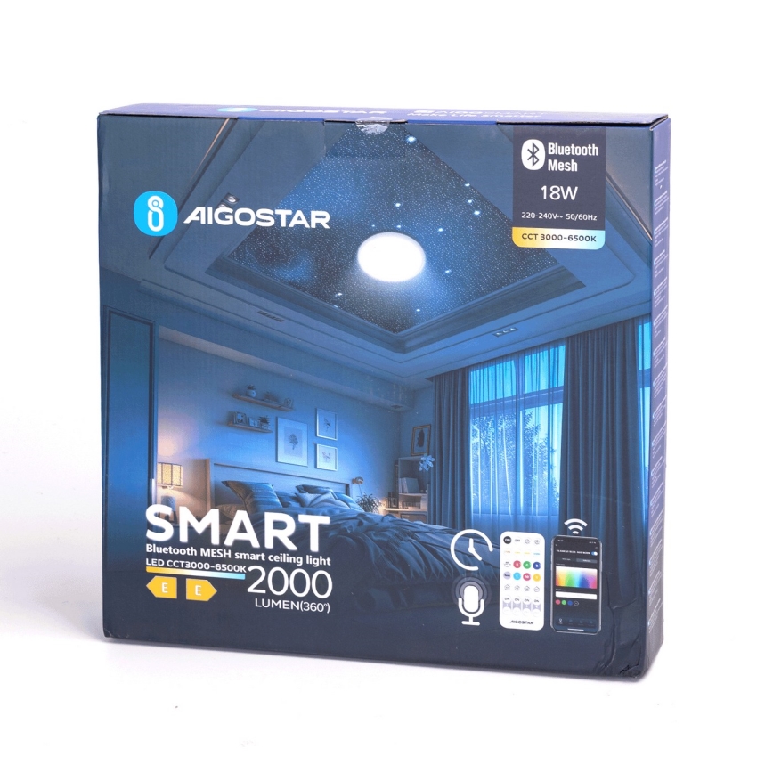 Aigostar - Himmennettävä kylpyhuoneen LED-kattovalaisin MESH Älykäs LED/18W/230V 3000-65000K IP44 + kauko-ohjaus
