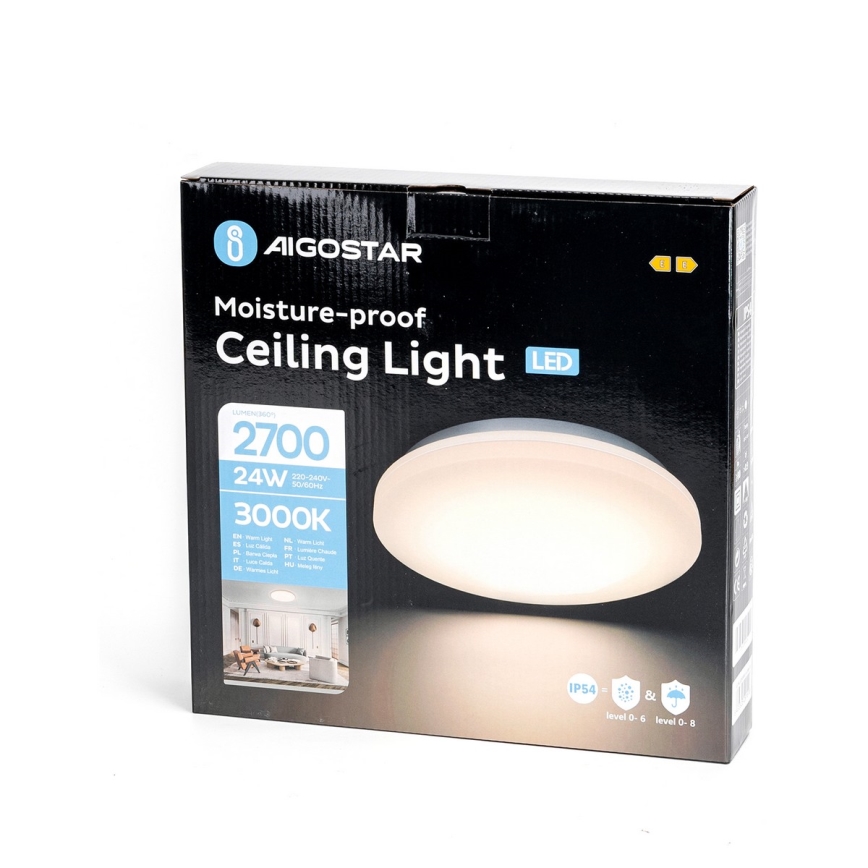Aigostar - LED-kattovalaisin kylpyhuoneeseen LED/24W/230V 3000K IP54