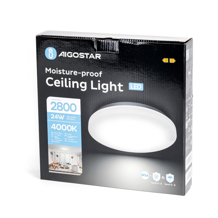 Aigostar - LED-kattovalaisin kylpyhuoneeseen LED/24W/230V 4000K IP54
