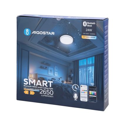 Aigostar - Himmennettävä kylpyhuoneen LED-kattovalaisin MESH Älykäs LED/24W/230V 3000-6500K IP44 + kauko-ohjaus
