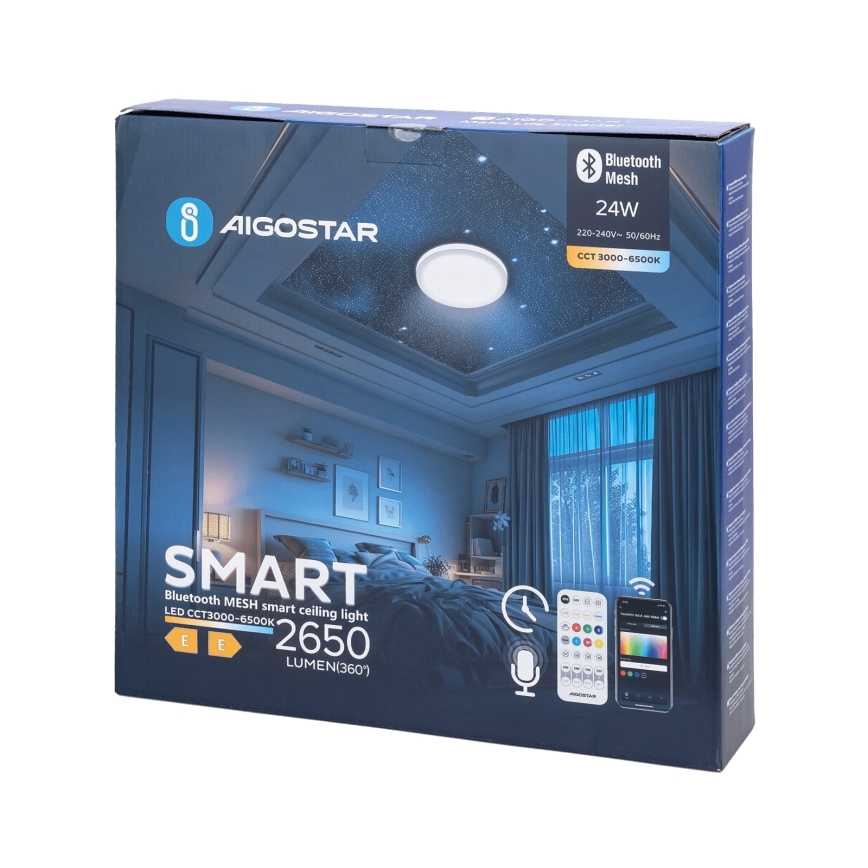 Aigostar - Himmennettävä kylpyhuoneen LED-kattovalaisin MESH Älykäs LED/24W/230V 3000-6500K IP44 + kauko-ohjaus