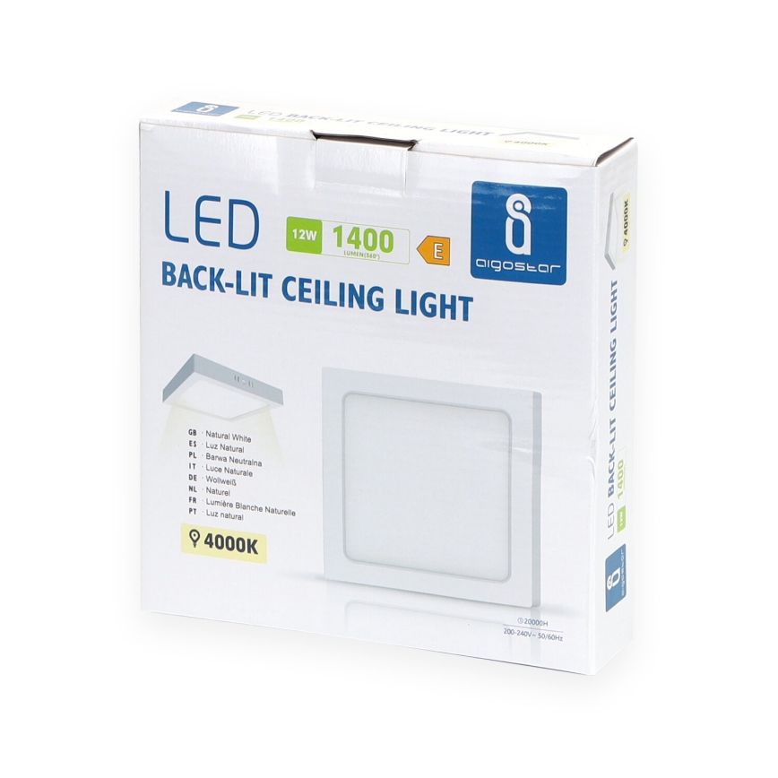 Aigostar - LED-kattovalaisin LED/12W/230V 17,3x17,3 cm 4000K valkoinen
