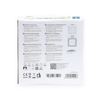 Aigostar - LED-kattovalaisin LED/12W/230V 17,3x17,3 cm 4000K valkoinen