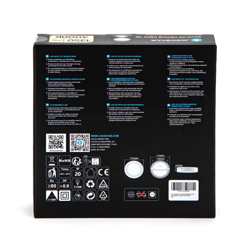 Aigostar - LED-kattovalaisin LED/12W/230V halkaisija 17,4 cm 4000K valkoinen