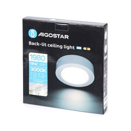 Aigostar - LED-kattovalaisin LED/18W/230V halkaisija 22,6 cm 3000K valkoinen