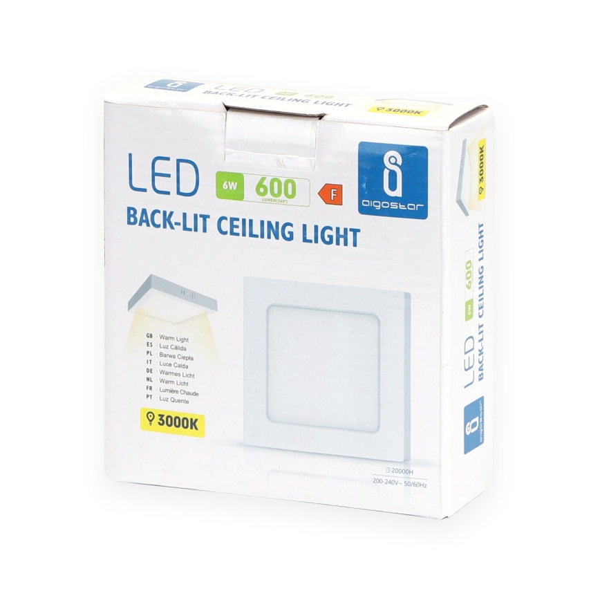 Aigostar - LED-kattovalaisin LED/6W/230V 12,2x12,2 cm 3000K valkoinen