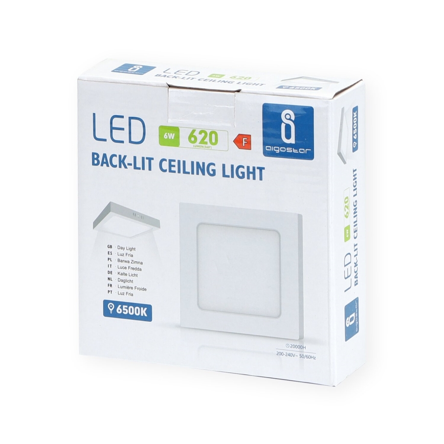 Aigostar - LED-kattovalaisin LED/6W/230V 12,2x12,2 cm 6500K valkoinen