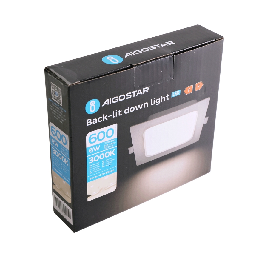 Aigostar - LED-kattovalaisin LED/6W/230V 3000K 12x12 cm valkoinen