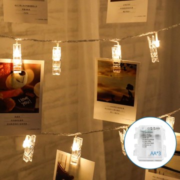 Aigostar - LED-koristeketju kanssa pegs 20xLED/3xAA 3,3m lämpimänvalkoinen