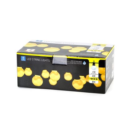 Aigostar - LED Koristeketju ulkokäyttöön 10xLED/8m IP44 lämmin valkoinen