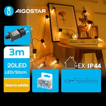 Aigostar - LED koristeketju ulkokäyttöön 20xLED/3m IP44 lämpimänvalkoinen