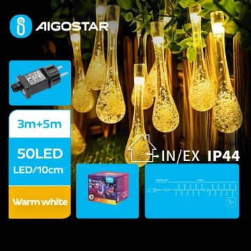 Aigostar - LED koristeketju ulkokäyttöön 50xLED/8 toiminnot 8m IP44 lämpimänvalkoinen