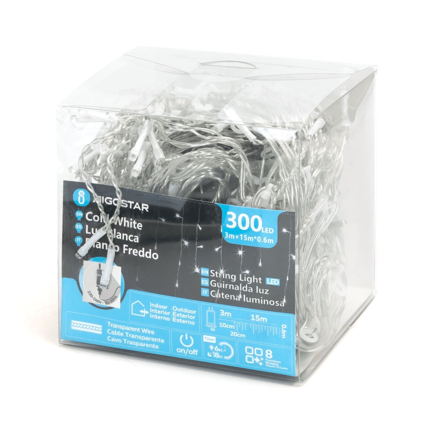 Aigostar - LED koristeketju ulkokäyttöön 75xLED/6W/230V 15x0,6m IP44 kylmänvalkoinen