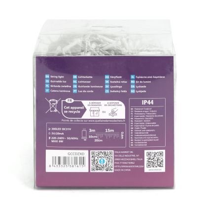 Aigostar - LED koristeketju ulkokäyttöön 75xLED/6W/230V 15x0,6m IP44 kylmänvalkoinen
