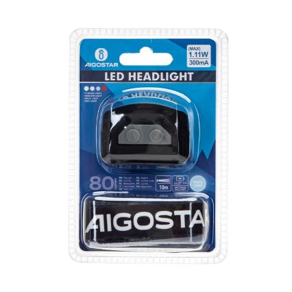 Aigostar - LED Ladattava himmennettävä headlamp ja senzorem LED/1,11W/3,7V