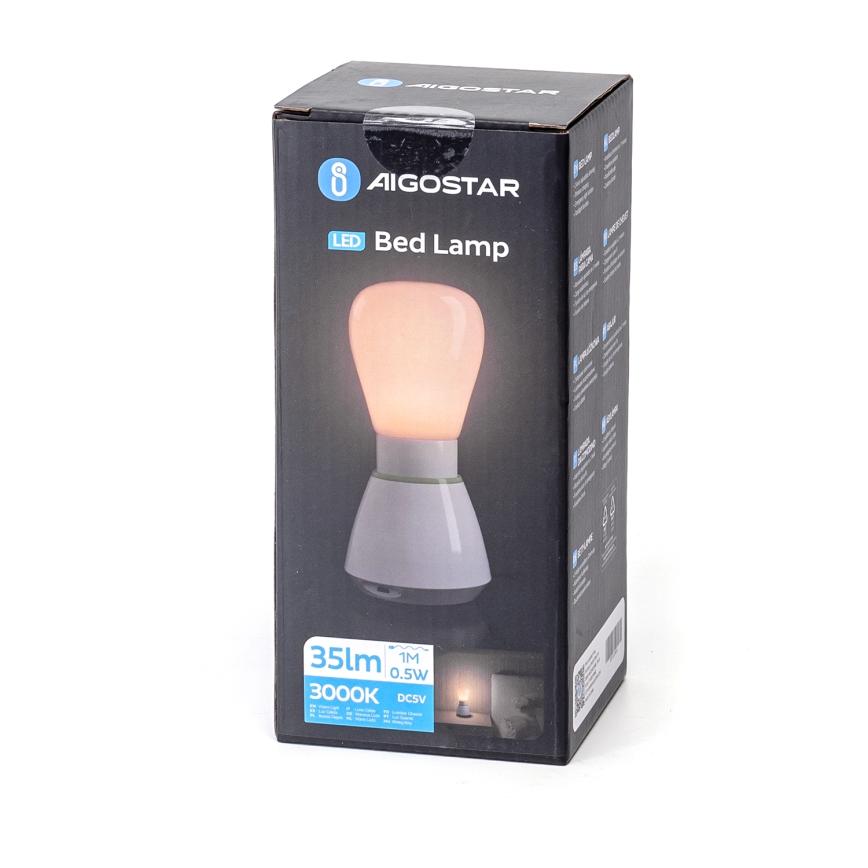 Aigostar - LED Ladattava yövalo LED/0,5W/5V 3000K