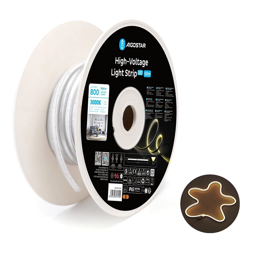 Aigostar - LED-nauha 50m LED/400W/230V 3000K IP65