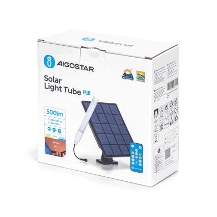 Aigostar - LED Himmennettävä tuubi aurinkopaneelilla LED/3,2V 3000K/4000K/6500K IP65 5000 mAh + kauko-ohjaus