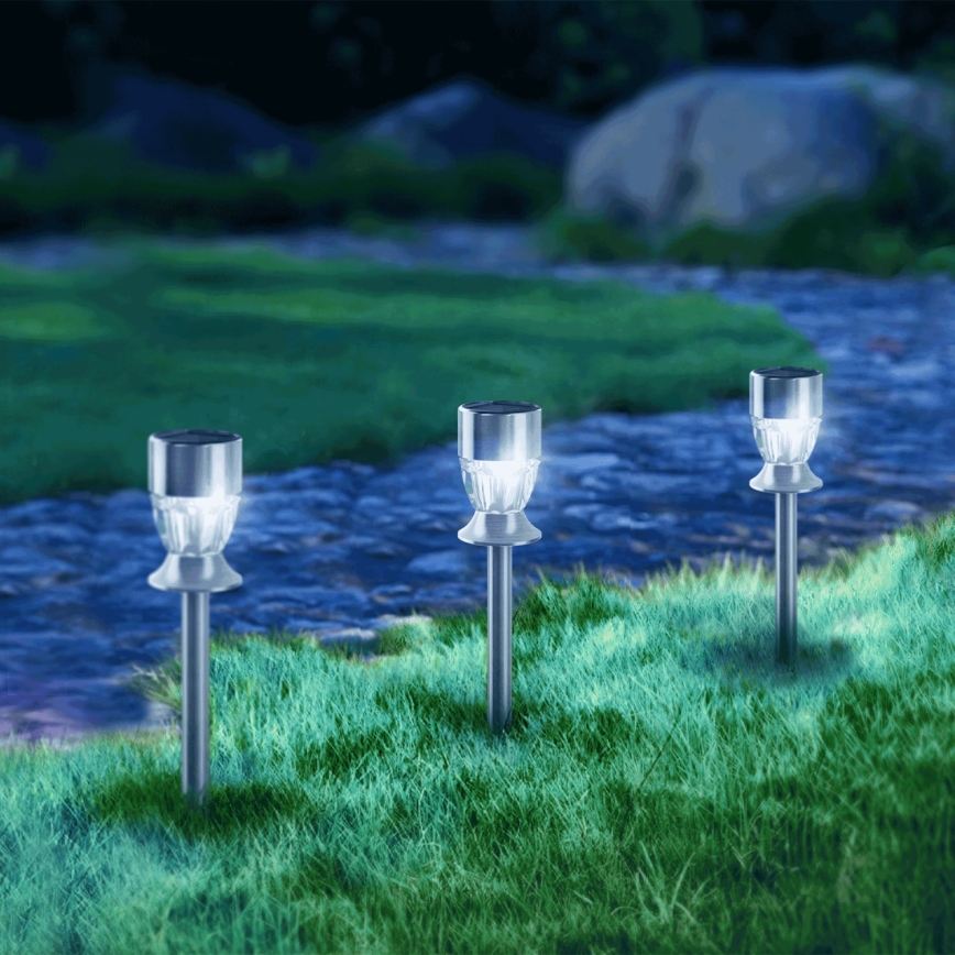 Aigostar - LED-RGB-aurinkolamppu LED/0,006W/1,2V 35,5 cm mattakromi IP44
