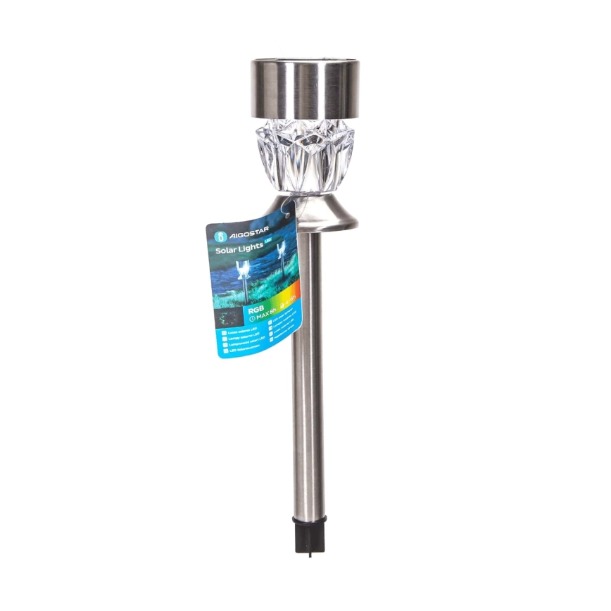 Aigostar - LED-RGB-aurinkolamppu LED/0,006W/1,2V 35,5 cm mattakromi IP44