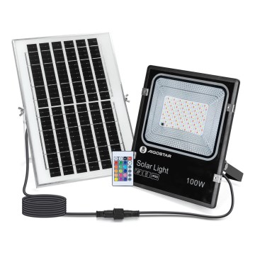 Aigostar - LED RGB Himmennettävä aurinkokenno valonheitin LED/100W/3,2V IP66 + kauko-ohjaus