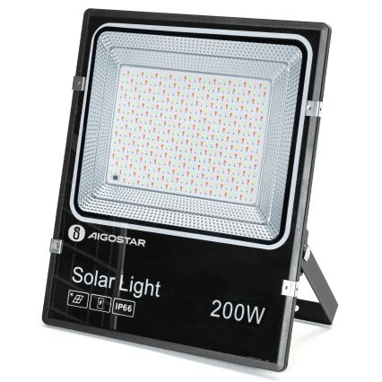 Aigostar - LED RGB Himmennettävä aurinkokenno valonheitin LED/200W/3,2V IP66 + kauko-ohjaus