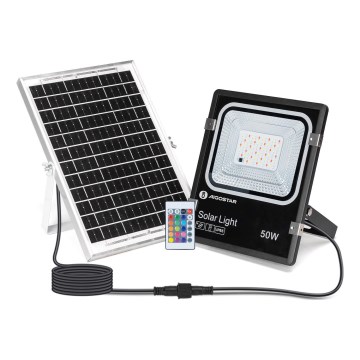 Aigostar - LED RGB Himmennettävä aurinkokenno valonheitin LED/50W/3,2V IP66 + kauko-ohjaus