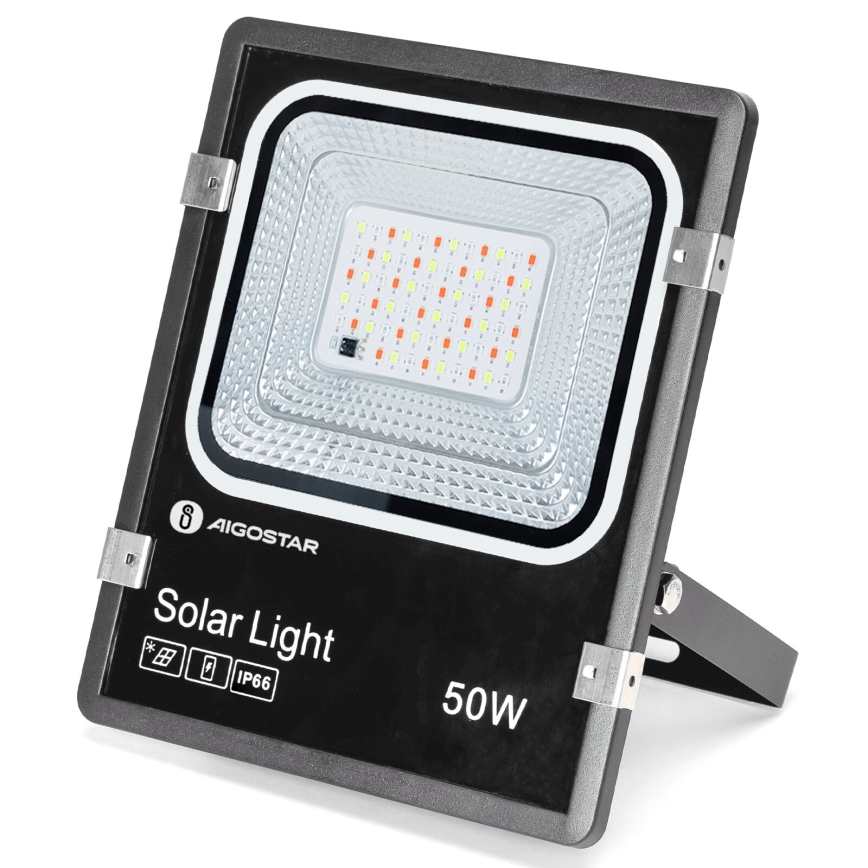 Aigostar - LED RGB Himmennettävä aurinkokenno valonheitin LED/50W/3,2V IP66 + kauko-ohjaus