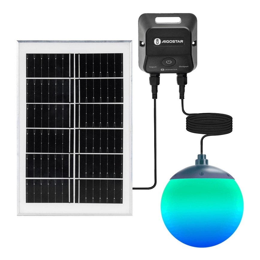 Aigostar - LED RGB Himmennettävä aurinkokennolla toimiva kattokruunu MESH LED/20W/3,7V 4000 mAh 2700K-6500K IP65 halkaisija 15 cm