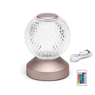 Aigostar - LED RGB Himmennettävä ja ladattava pöytälamppu LED/1W/5V 1800mAh 13,5 cm + kauko-ohjaus