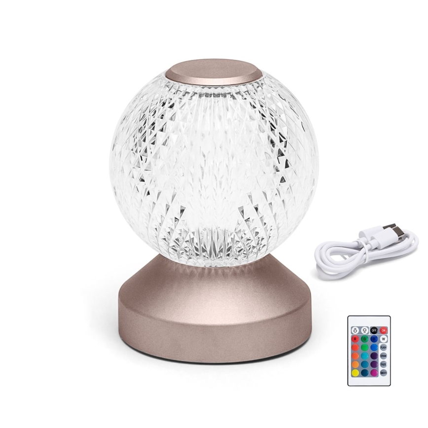Aigostar - LED RGB Himmennettävä ja ladattava pöytälamppu LED/1W/5V 1800mAh 13,5 cm + kauko-ohjaus